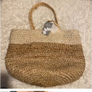 New Women's Habitat Market  Straw Tote Beach or Farmers Market Bag large boho